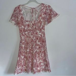 Floral open back fit and flare dress